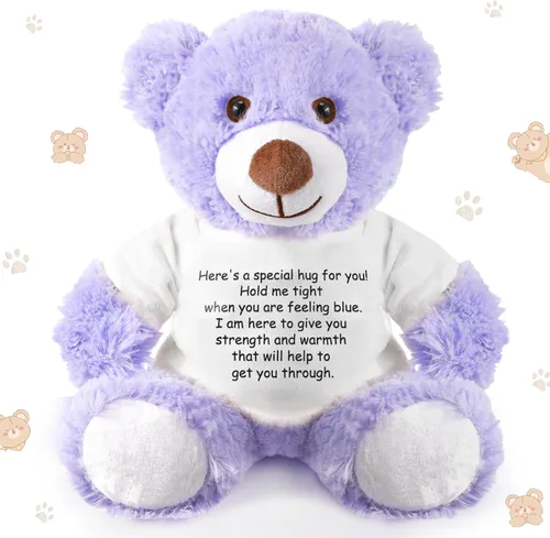 Vista 8 de Lenwen Un regalo de abrazo de oso para mujeres, pésame pronto, condolencias para mujeres, peluche de animal de peluche, abrazo pensando en ti, Azul