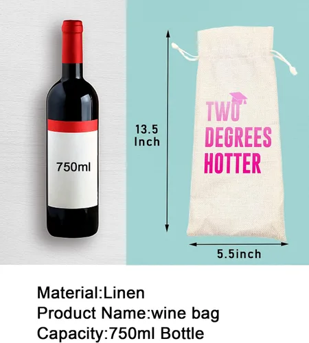 Vista 2 de Graduación dos grados más caliente, divertida bolsa de vino bonita, regalo de graduación universitaria para él, para él, para ella, felicitaciones