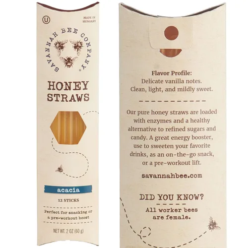 Vista 8 de Savannah Bee Company Honey Straws - Pajitas de Miel de Acacia Pura y Totalmente Natural Hechas en EE.UU. - Aperitivos Saludables para Niños