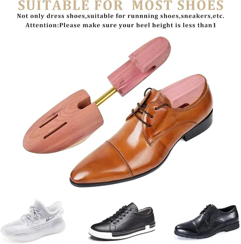 Vista 2 de Árbol de zapatos de cedro para hombre, tacón ancho ajustable para mujer, árbol de botas de cedro con puntera dividida