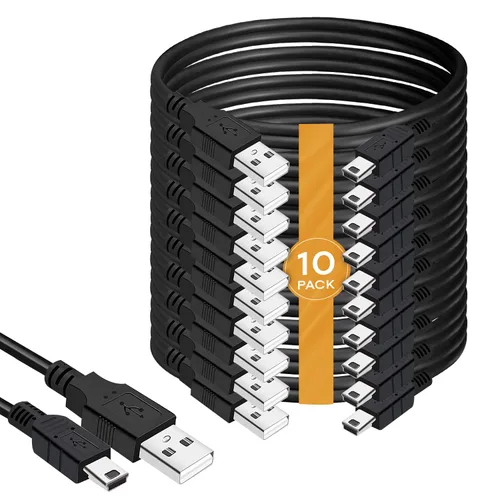 Vista 8 de BRENDAZ Cable mini USB, paquete de 2 unidades de 1 pie - Cable de carga de datos USB tipo A macho a Mini B compatible con cámara, Blue Yeti Snowball