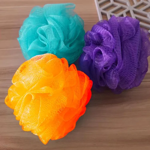 Vista 8 de Esponjas de lufa de malla, paquete de 8 esponjas pequeñas para niños, esponjas coloridas de malla, esponjas de ducha reutilizables, esponja de baño