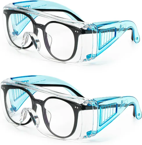 Vista 23 de UNCO - Gafas de seguridad sobre gafas, gafas protectoras, antiniebla, para trabajo, gafas de seguridad sobre gafas