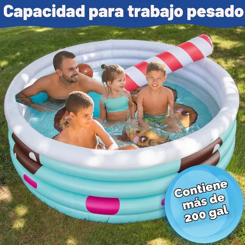 Vista 2 de Piscina inflable grande de 5.5FT Boba Tea Backyard Kiddie, resistente a Azul