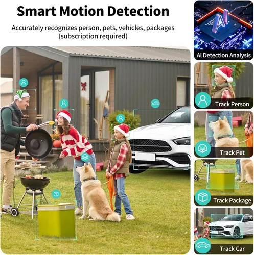 Vista 9 de Cámara de seguridad inalámbrica inteligente FHD 2K para interiores y exteriores, cámara WiFi con energía solar con visión nocturna a
