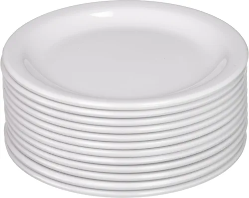 Vista 2 de Winco MMPR-6W - Plato redondo de melamina, 6.5 pulgadas, blanco (12 unidades), mediano