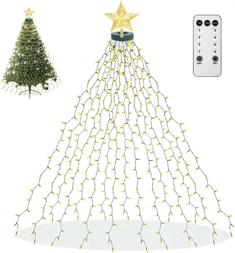 Vista 15 de aneeway 400 luces LED para árbol de Navidad, luces de Navidad con 8 modos de luz y función de memoria, 16 cadenas de luces de 6.6 pies con función