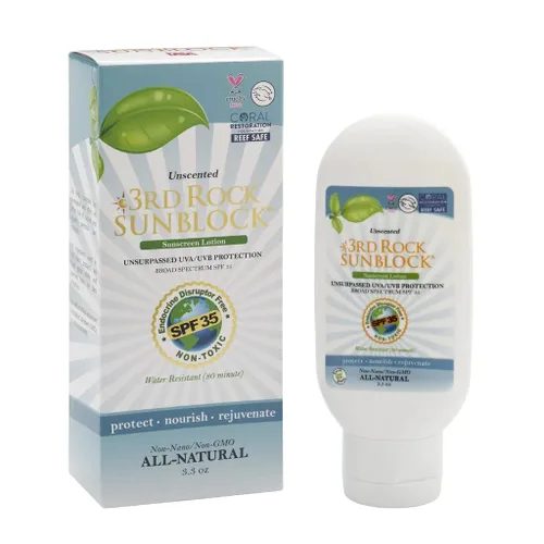 Vista 8 de 3rd Rock Essentials Loción de protección solar Sunblock® de tamaño de viaje SPF 35+ Protector solar natural de zinc orgánico sin perfume