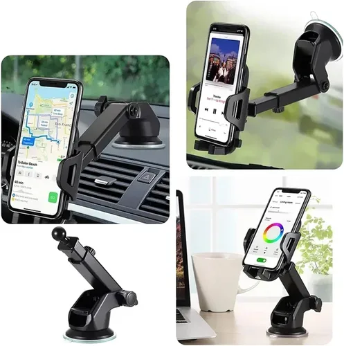 Vista 8 de Soporte universal 3 en 1 para teléfono de automóvil, soporte para ventosa de ventilación de aire para salpicadero de parabrisas para teléfonos