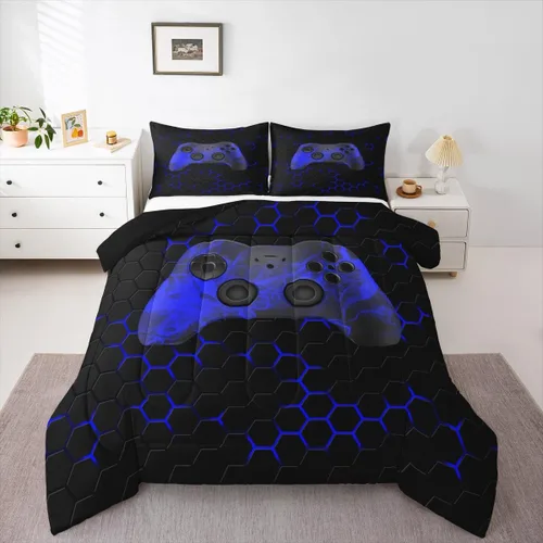 Vista 32 de Edredón de videojuegos para niños y adolescentes, juego de ropa de cama individual, juego de edredón para niños y jugadores, decoración del hogar
