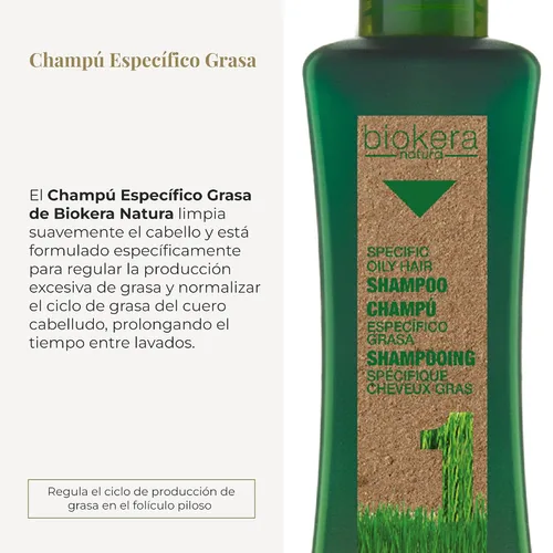 Vista 2 de Salerm Biokera Champú específico para cabello graso unisex, 10.8 onzas