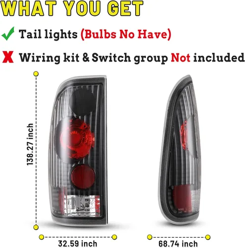 Vista 2 de Luces traseras compatibles con Ford 1997 1998 1999 2000 2001 2002 2003 F-150/F-250/F-350 Styleside XLT XL XLR Lariat Outlaw KingRanch Highine luces