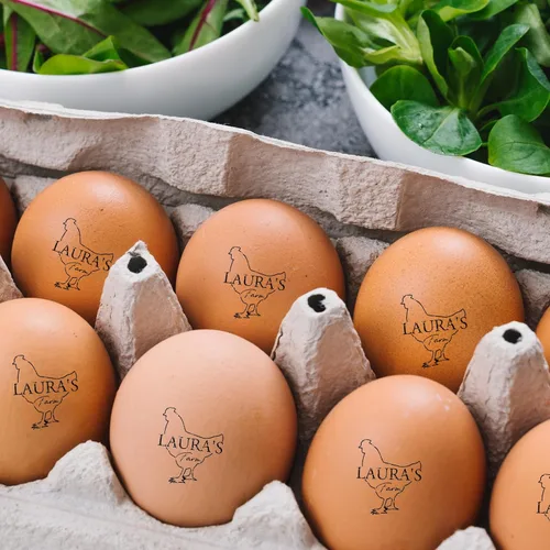 Vista 5 de Sellos de huevos para huevos frescos, sello de goma personalizado de huevo de gallina, letrero de huevos frescos de granja para agricultores