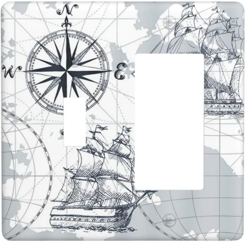 Vista 46 de Placa decorativa para interruptor de luz, medusas, tortugas marinas, fantasía, océano, 2 bandas, 1 palanca, 1 placa de pared dúplex, cubiertas