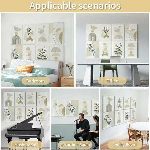 Vista 2 de Art3d paneles insonorizantes para pared 48"x32", paquete de 8 paneles acústicos de pared con arte, paneles de pared decorativos y absorbentes