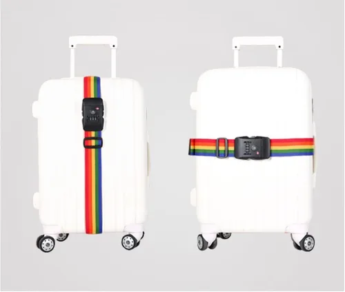 Vista 8 de Correa de equipaje de viaje ajustable para maleta con cerradura de combinación TSA, paquete de 2