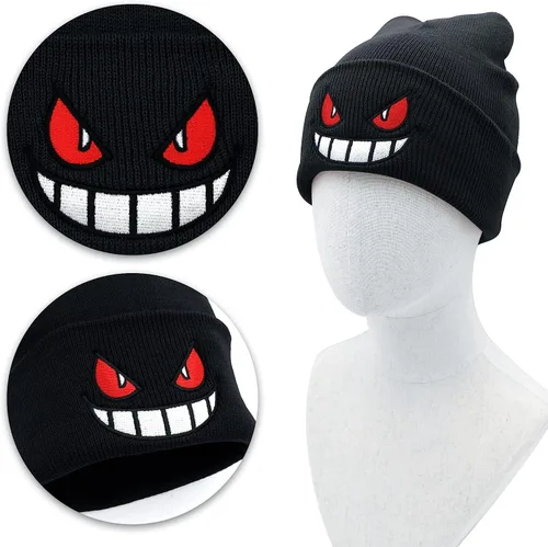 Vista 4 de NEECS Gorros de anime para hombres y mujeres, cálidos y elásticos con puños bordados