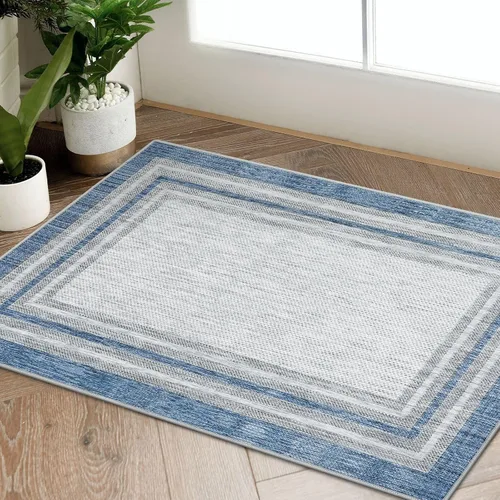 Vista 47 de Beeiva Alfombras florales de entrada, lavables para interiores, ultra fina, de 2 x 3 pies, antideslizante, para cocina, tapete de cachemira suave