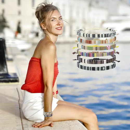 Vista 17 de String Boho Bracelet Ankle Adjustable Beaded Anklets,Handmade Surfer Beach Bracelets,Colorful Braided Bracelets String Rope Anklets Bracelets