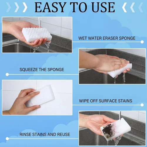 Vista 4 de Sosation 400 Pack Magic Sponge Erasers, 2X Density New Nano Material Melamine Sponge Bulk, Strong Durable Magic Sponges Eraser Cleaning Supplies