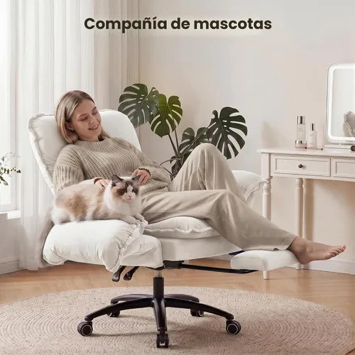 Vista 3 de FiveWillowise Silla cruzada con brazos abatibles, cómoda silla de oficina Terciopelo beige