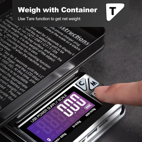 Vista 6 de MEIYA Báscula de monedas, 21.16 oz x 0.00 oz, báscula de joyería con 7 unidades y 3 interfaces de carga, báscula digital portátil de bolsillo