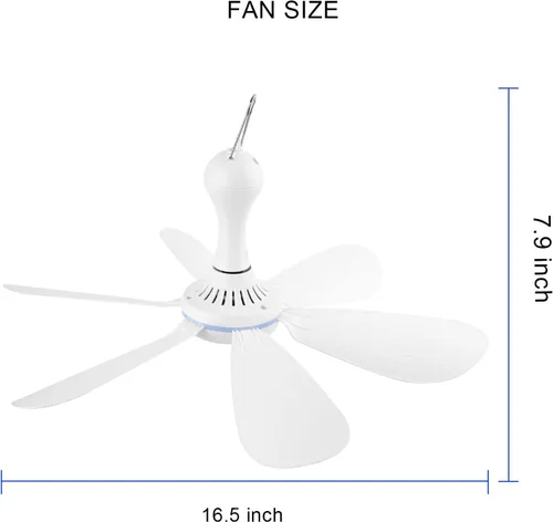 Vista 7 de Ventilador de techo silencioso con USB y control remoto de temporización de 4 velocidades, ventilador pequeño y silencioso de CC enchufable