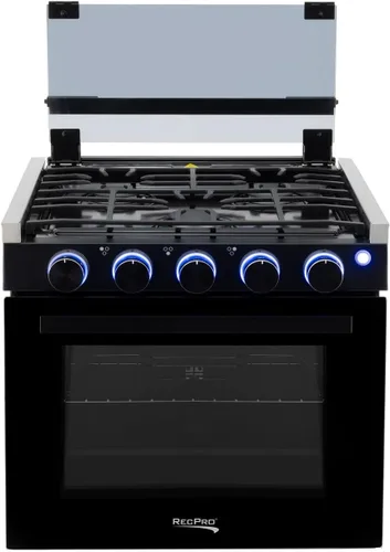 Vista 5 de Estufa RecPro RV de acabado negro Estufa de gas de 21" de altura Tres quemadores de 6500 y 8000 BTU Horno de 7100 BTU con capacidad de 1.8