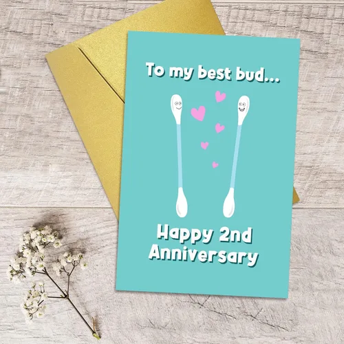 Vista 5 de Qiliji Tarjeta de feliz segundo aniversario, divertida tarjeta de aniversario de algodón, tarjeta de aniversario de segunda boda, tarjeta