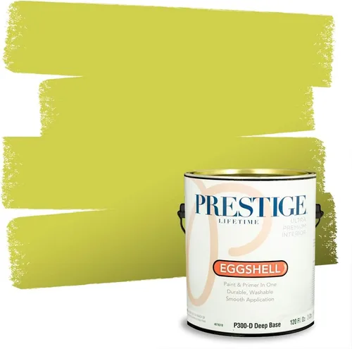 Vista 169 de PRESTIGE Pinturas de pintura exterior e imprimación en uno, 1 galón, plano, combinación comparable de Benjamin Moore* Manzanilla*