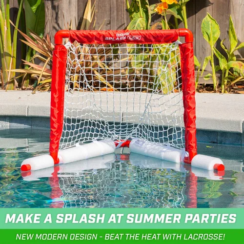 Vista 7 de GoSports Lacrosse - Juego de portería flotante para piscina, incluye portería de agua, 2 palos y 4 bolas suaves, color rojo