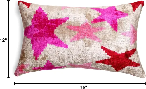 Vista 8 de CANVELLO -Exquisita almohada de plumón/cojín: almohadas de plumas elegancia y arte Almohadas icónicas con diseño Ikat Seda de terciopelo suave