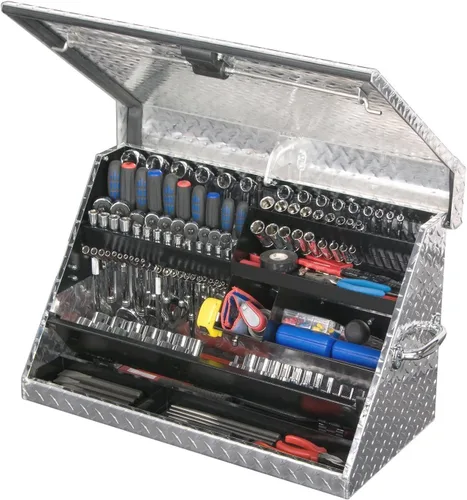 Vista 3 de Montezuma ME300AL - Caja de herramientas triángulo portátil de 30 pulgadas - Diseño de varios niveles - Construcción de aluminio Brite resistente