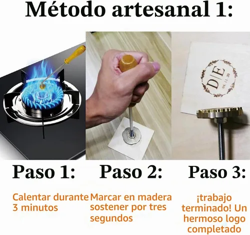 Vista 3 de Plancha de marca personalizada, sello de logo de diseño grabado para madera, cuero, plásticos, diseño artesanal