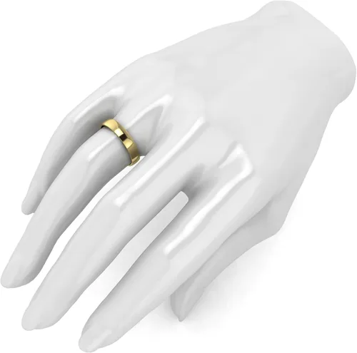 Vista 4 de Anillo de boda unisex sólido de oro blanco, rosa, amarillo de 14 quilates, 4mm, cómodo, tradicional, altamente pulido, banda lisa