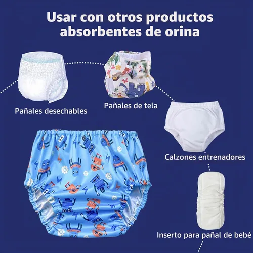 Vista 4 de BISENKID Paquete de 6 fundas impermeables de plástico para ropa interior para entrenamiento de orinal y buen elástico para ropa interior de plástico