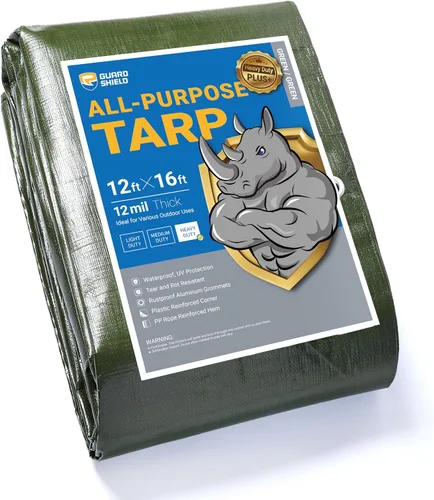 Vista 81 de GUARD SHIELD Lonas resistentes impermeables beige Plus + 8 x 10 pies grandes de 12 mil Lona para exteriores bronceada con ojales, plástico
