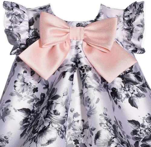 Vista 2 de Bonnie Jean Vestido de trapecio plisado frontal con lazo 3M-4T para niñas