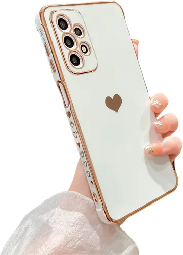 Vista 176 de phylla Funda de teléfono compatible con Samsung Galaxy A12 de 6.5 pulgadas, lindo corazón chapado en oro, elegante funda de lujo para mujer
