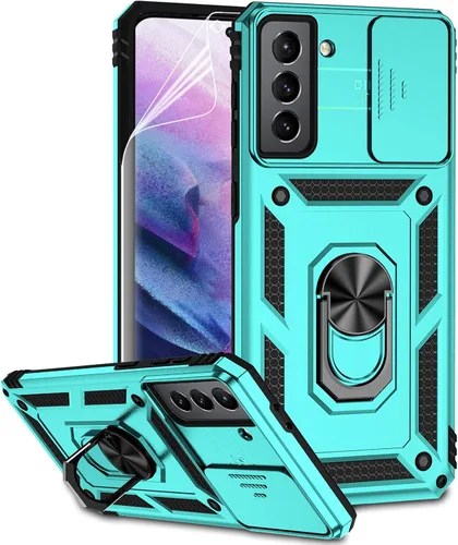 Vista 11 de Funda para Samsung Galaxy S21 Plus con cubierta para lente de cámara, protector de pantalla HD, probado contra caídas de grado militar, soporte