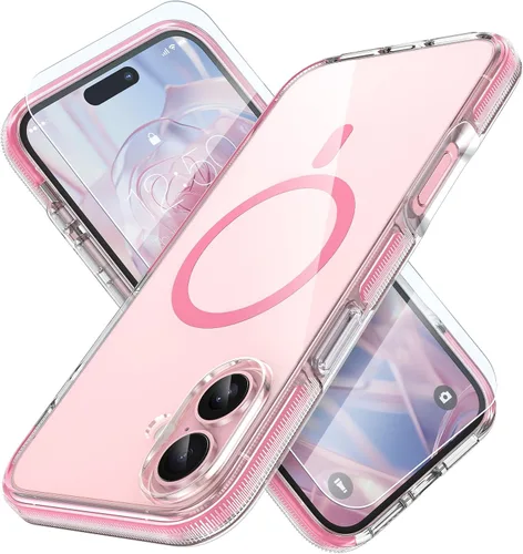 Vista 29 de MILPROX Compatible con iPhone 16 Pro Funda – con protector de pantalla – Compatible con MagSafe – Diseño magnético claro transparente – Que no se