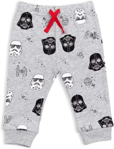 Vista 3 de STAR WARS Darth Vader Stormtrooper C-3PO Chewbacca R2-D2 Baby Yoda Paquete de 2 pantalones deportivos para recién nacidos a bebés, Plateado