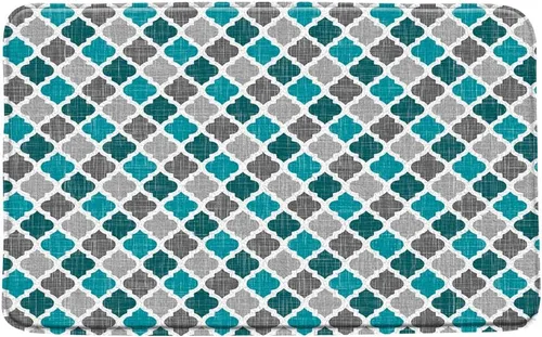 Vista 11 de Tapete de baño negro azul gris con patrón geométrico Asbtarct vintage, moderno, estilo granja, clásico, de microfibra, de espuma viscoelástica
