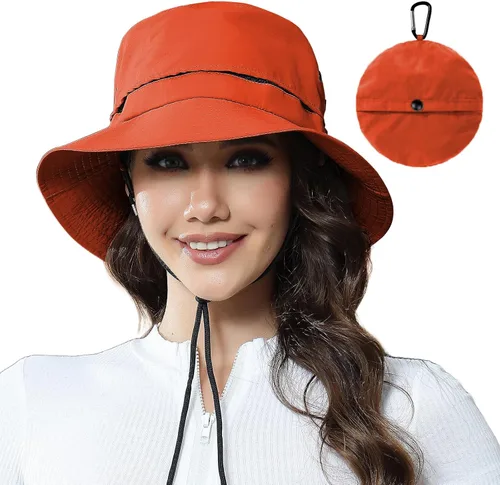 Vista 13 de Packable Bucket Hat for Women Waterproof UV Protection Sun Hat Azul marino