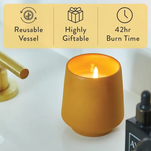 Vista 6 de Modern Sprout Rooted Candle - Vela perfumada de madera de cedro 2 en 1 y soja con semillas que crece en planta de lavanda, 6 onzas con 42 horas