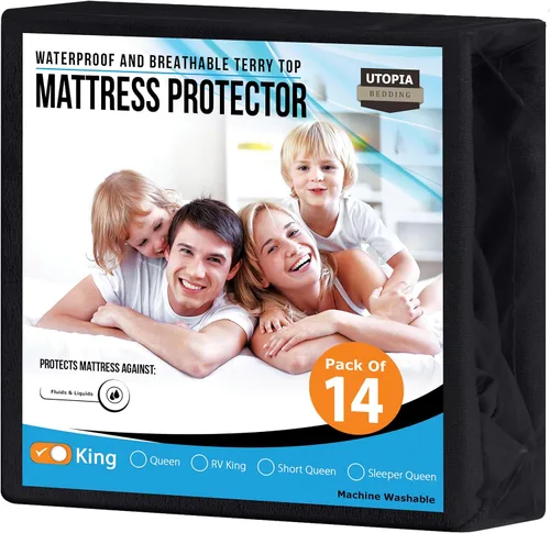 Vista 68 de Utopia Bedding – Protector impermeable de colchón tamaño individual, funda de colchón de terry premium de 200 GSM, transpirable, estilo ajustado