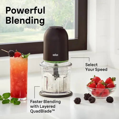 Vista 4 de Braun CH3012BK EasyPrep™ Mini procesador de alimentos, 4 tazas, negro Marca #1 de batidora de mano, picar, picar, hacer puré, triturar, control