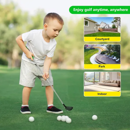 Vista 7 de Juego de palos de golf para niños pequeños, palos de golf retráctiles con tapete de putting para niños de 2, 3, 4, 5 (mano derecha), juego