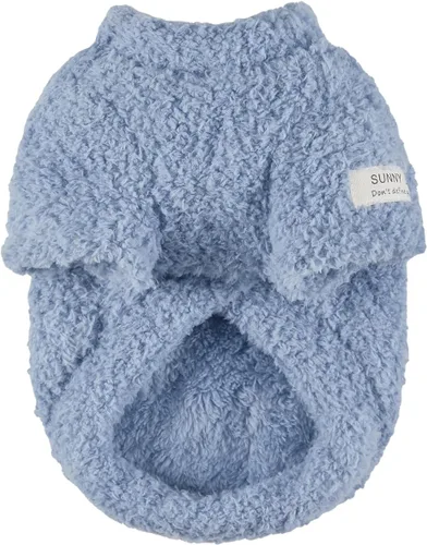 Vista 5 de Suéter de invierno para perros pequeños, ropa de felpa sólida para perro, suéteres cálidos y suaves para gatos, ropa de forro polar elástico