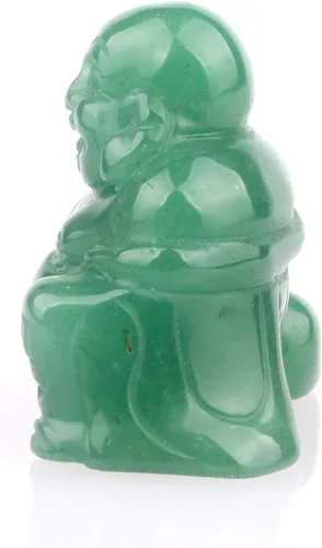 Vista 4 de Figuras de aventurina verde de 1.496 in de cristal curativo tallado riendo feliz Buda Feng Shui riqueza y buena suerte